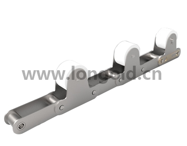 單排雙節距不銹鋼帶頂置滾輪輸送鏈